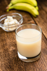 Glass with fresh made Banana juice