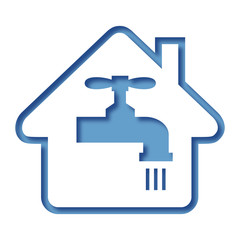 Logo maison et consommation eau.