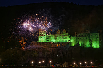 Heidelberg green illumination with fireworks