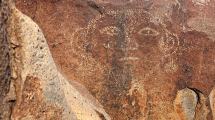 Face Petroglyph at Three Rivers Petroglyph site in New Mexico, U
