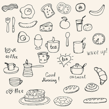 Icons breakfast foods