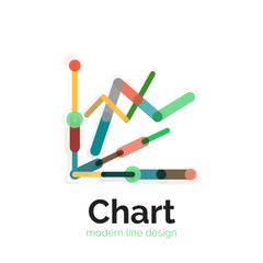 Thin line chart logo design. Graph icon modern colorful flat style