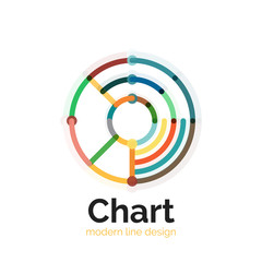 Thin line chart logo design. Graph icon modern colorful flat style