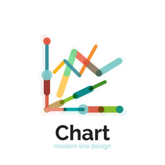 Thin line chart logo design. Graph icon modern colorful flat style