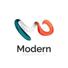 Wave ribbon logo, vector abstract shape