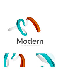 Obraz premium Abstract 3d swirl ribbon logo template with business card corporate identity design