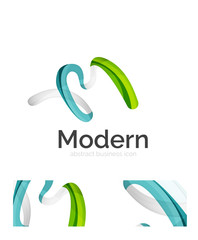Obraz premium Abstract 3d swirl ribbon logo template with business card corporate identity design