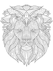 Lion Coloring vector for adults