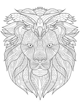 Lion Coloring vector for adults