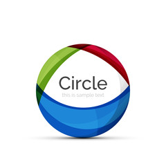 Circle logo. Transparent overlapping swirl shapes. Modern clean business icon