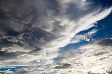 colorful dramatic sky with cloud at sunset