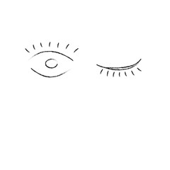 Obraz premium Vector : screw up one's eye, wink sign.