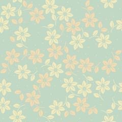 Cute endless pattern with tender flowers and leaves © da6kin