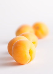 Apricots group on white background