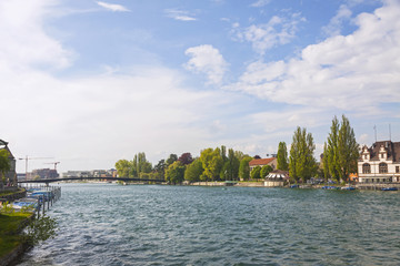 Obraz premium Rhine river in Konstanz city, Germany