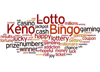 Lotto Bingo Keno, word cloud concept 9