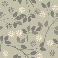 Seamless pattern with elegant flowers and leaves