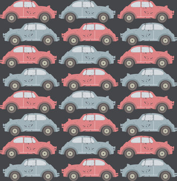 Seamless pattern with old cars