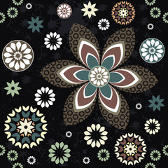 Seamless pattern with vintage floral elements