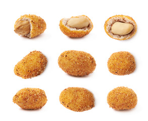 Spicy flavour crunchy nuts isolated