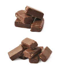 Pile of chocolate candies isolated