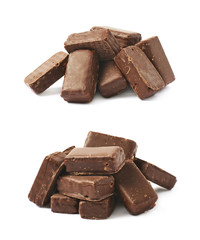 Pile of chocolate candies isolated