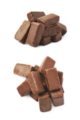 Pile of chocolate candies isolated