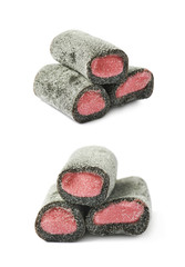 Black and pink candy isolated