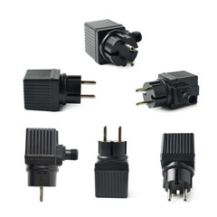 Black plastic adapter isolated