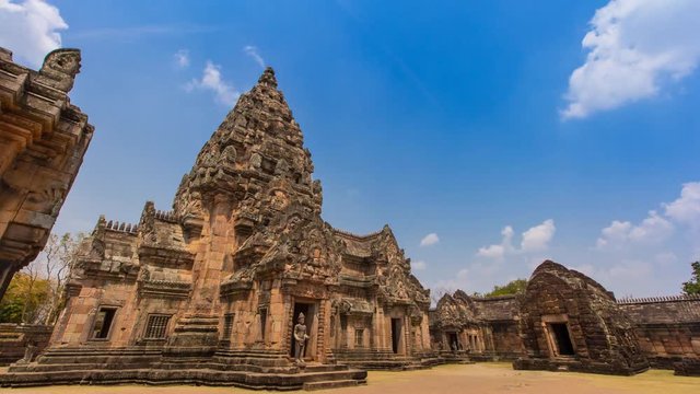 Phnom Rung Historical Park Ancient Travel Place Of Buriram, Thailand (time lapse)
