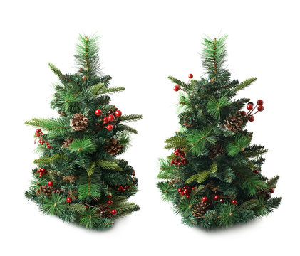 Small artificial Christmas tree isolated