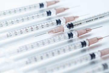 syringe for injection on white background