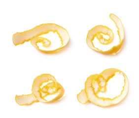 Curl of orange peel isolated