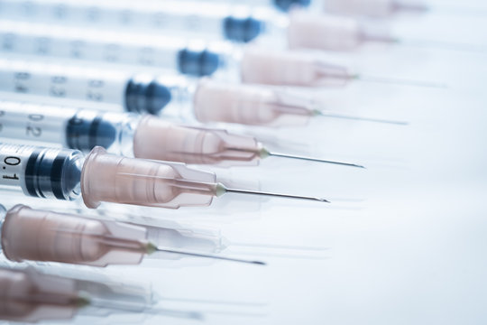 syringe for injection on white background