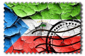 Grunge Equatorial guinea flag with some cracks and vintage look