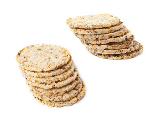 Pile of diet rice crackers isolated