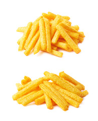 Cheese puff sticks isolated