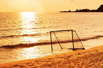 Fototapeta premium Football goal on a beach