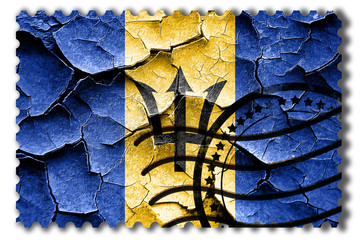 Grunge Barbados flag with some cracks and vintage look
