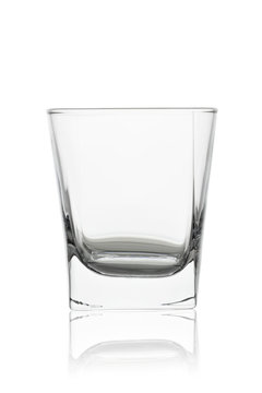 Empty water glass isolated on white background