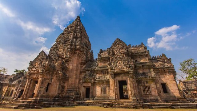Phnom Rung Historical Park Ancient Travel Place Of Buriram, Thailand (time lapse)