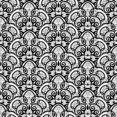 Vector Seamless Monochrome Ornate Pattern