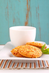 homemade cookies with nuts and caramel