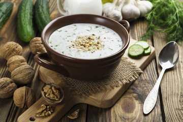 Tarator, bulgarian sour milk soup