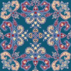 Abstract floral seamless pattern. Geometric floral ornament texture