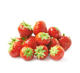 Pile of multiple strawberries isolated