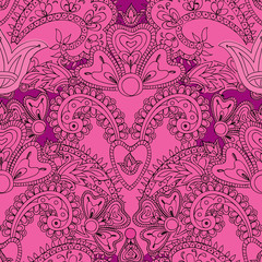 Abstract oriental floral seamless background. Beautiful flower pattern 