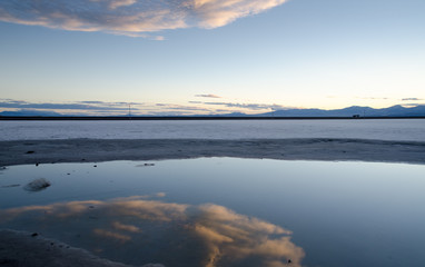 Amazing sunset on the Bonneville Salt Flats