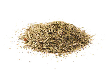 Pile of dry mate tea isolated