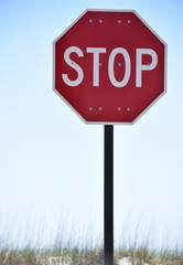 Stop Sign Beach Parking